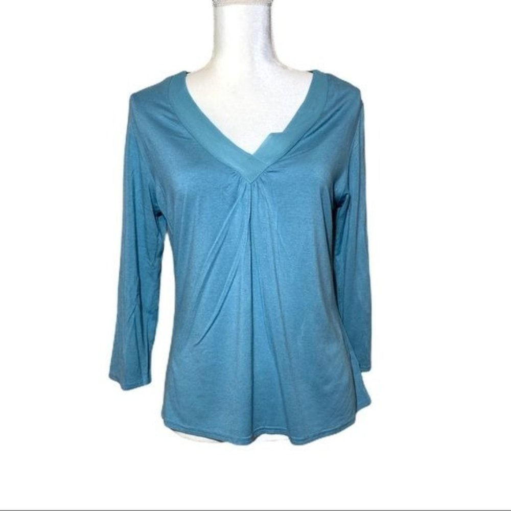 Coldwater Creek V-neck Super Soft Stretchy 3/4 Sleeve Blouse Tops Size Medium